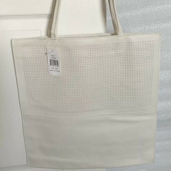 Saks Fifth Avenue Handbags - Saks Fifth Avenue White Tote Bag Faux Leather New L16xW15